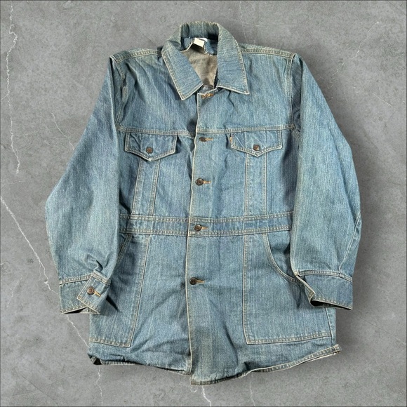 Vintage Levi’s Jacket Mens XL Blue‎ Orange Tab Chore Split Tail Denim 70s Blazer